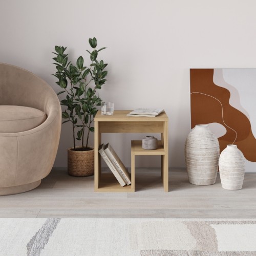 Τραπεζάκι βοηθητικό - Κομοδίνο Bon χρώμα sapphire oak 40x35x40εκ.
