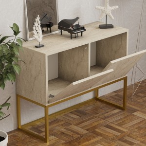 Κονσόλα - Μπουφές Zermat χρώμα μπεζ travertine - χρυσό 90x34x70εκ.