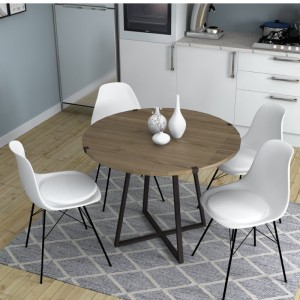 Τραπέζι Rubes χρώμα καρυδί - ανθρακί 100x100x78εκ.