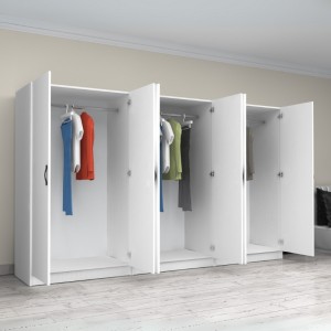 Ντουλάπα ρούχων Victoria εξάφυλλη χρώμα λευκό 300x60x181εκ.