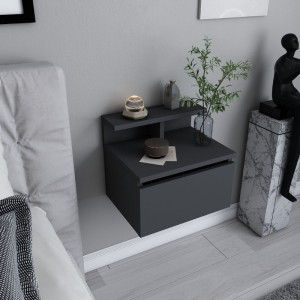 Κομοδίνο επιτοίχιο Arsen χρώμα ανθρακί 39,8x31,9x35εκ.