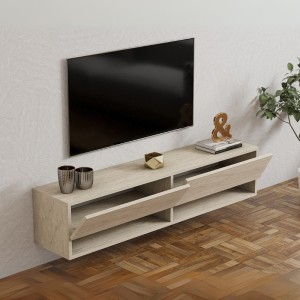 Έπιπλο τηλεόρασης επιτοίχιο Arges χρώμα travertine 140x29,6x30εκ.