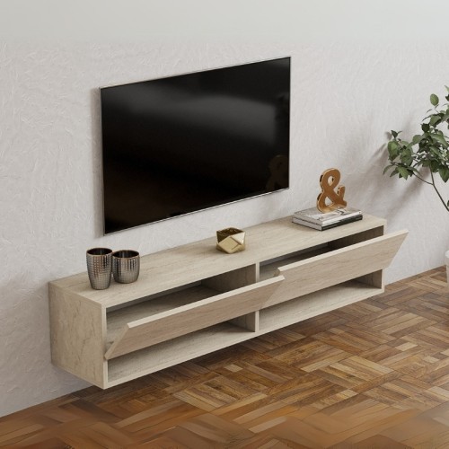 Έπιπλο τηλεόρασης επιτοίχιο Arges χρώμα travertine 140x29,6x30εκ.