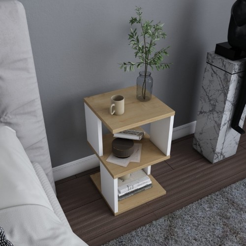 Κομοδίνο Carter χρώμα φυσικό οξιάς - λευκό 29,6x29,6x49,4εκ.