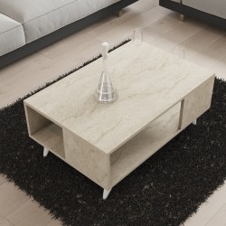 Τραπεζάκι σαλονιού Yuka χρώμα travertine 90x60x39,5εκ.