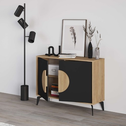 Μπουφές Gora χρώμα sapphire oak - silky black 110x40x82εκ.