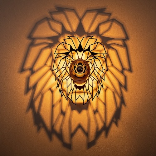 Απλίκα τοίχου Lion E27 MDF χρώμα μαύρο 39x12x49εκ.