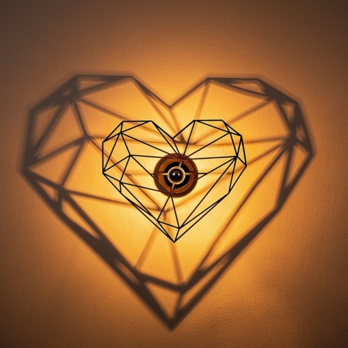 Απλίκα τοίχου Heart E27 MDF χρώμα μαύρο 47x12x40εκ.