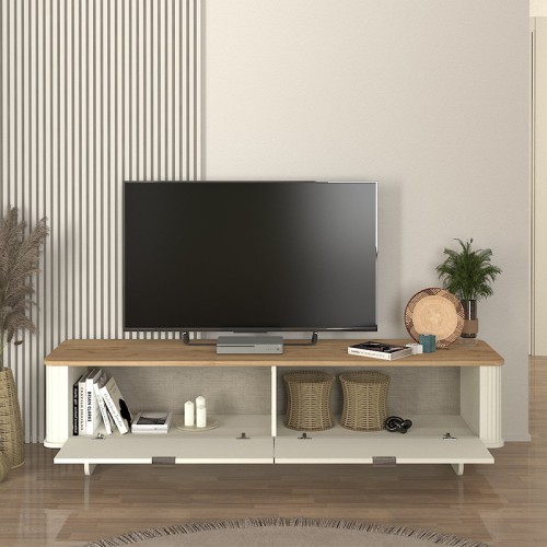 Έπιπλο τηλεόρασης Bohema χρώμα ivory - sepet oak 180x47x45,6εκ.
