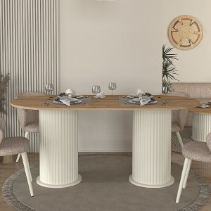 Τραπέζι Bohema χρώμα ivory - sepet oak 180x90x77,7εκ.