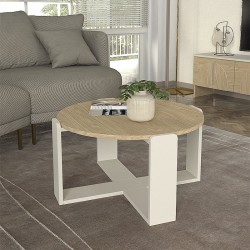 Τραπεζάκι σαλονιού Rebel χρώμα rota oak - sandstone Ø70x38εκ.