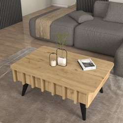 Τραπεζάκι σαλονιού Gemma χρώμα sepet oak 90x59,6x36,8εκ.