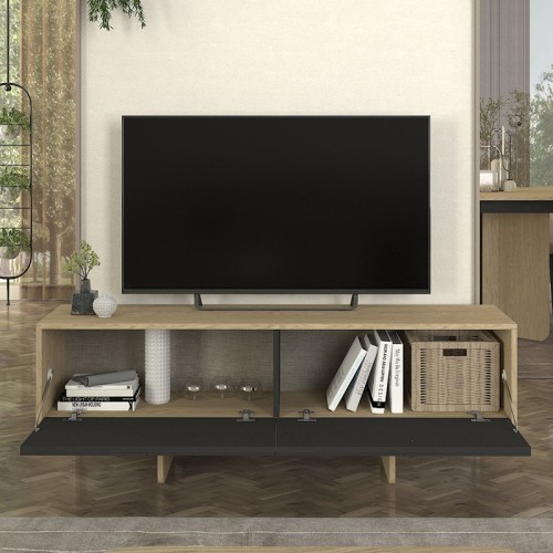 Έπιπλο τηλεόρασης Lava χρώμα rota oak - ανθρακί 150x35x51,3εκ.