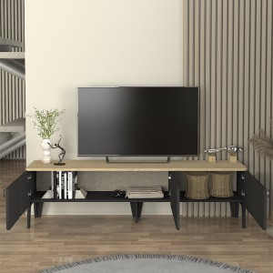 Έπιπλο τηλεόρασης Pedro χρώμα ανθρακί - rota oak 180x35x50,7εκ.