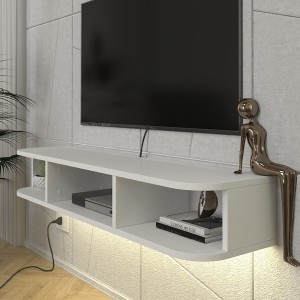 Έπιπλο τηλεόρασης επιτοίχιο Bask με LED χρώμα λευκό 120x29,6x19,2εκ.