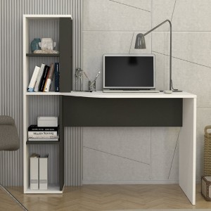 Γραφείο εργασίας Gemini χρώμα ανθρακί - λευκό 121,8x59,6x131,8εκ.