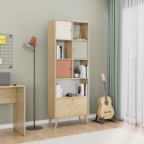 Βιβλιοθήκη Terra χρώμα florida oak 67x30x181εκ.
