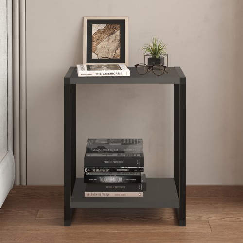 Κομοδίνο Gina χρώμα ανθρακί - μαύρο 39x30x48εκ.