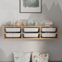 Συρταριέρα επιτοίχια Pavia με 6 συρτάρια χρώμα sapphire oak 132x31x30,7εκ.