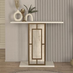 Κονσόλα Alderas χρώμα sandstone - travertine - χρυσό 90x29,6x76,8εκ.