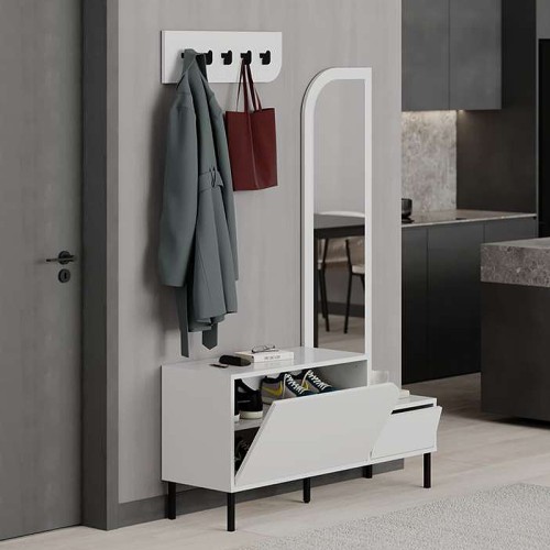 Έπιπλο εισόδου Mila με κρεμάστρα χρώμα λευκό 120x37x171,6εκ.