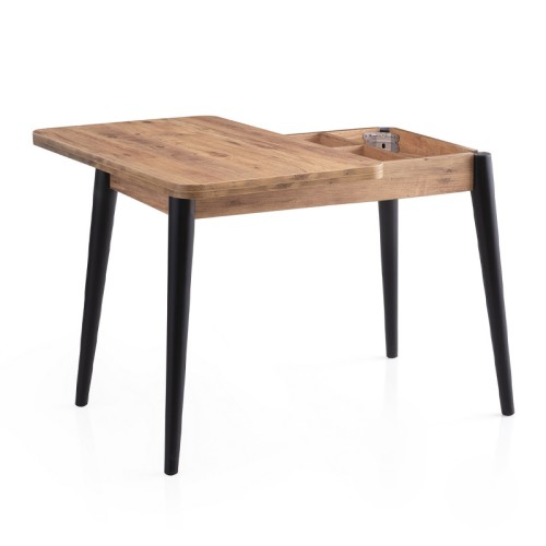 Τραπέζι Dolunay επεκτεινόμενο χρώμα atlantic pine - μαύρο 100x60(120x100)x79,5εκ.