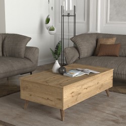 Τραπεζάκι σαλονιού Roy με σερβιτόρο χρώμα sepet oak 121x69x40εκ.