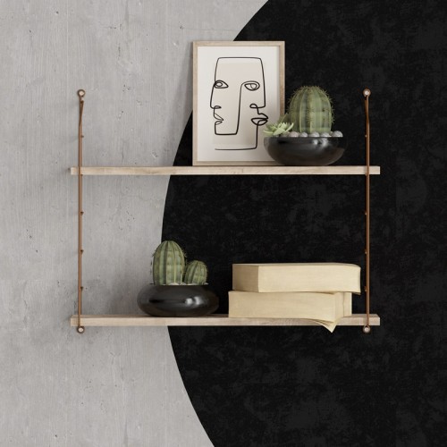 Ραφιέρα τοίχου Armoni χρώμα sacramento oak - καφέ μέταλλο 72x20x58εκ.