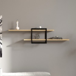 Ραφιέρα τοίχου Mone χρώμα sapphire oak - μαύρο 120x18x30εκ.