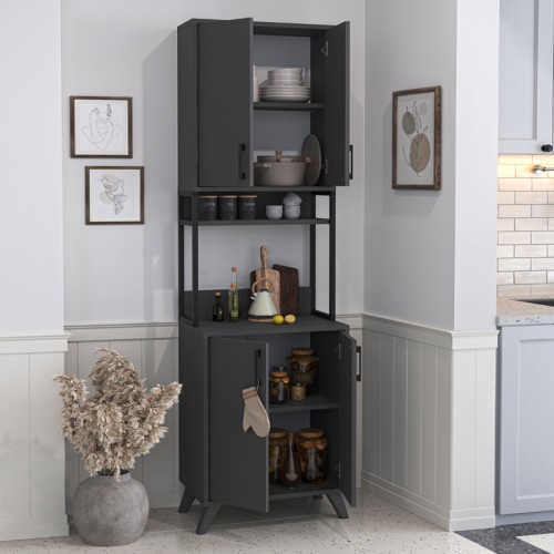 Έπιπλο κουζίνας Sedef χρώμα ανθρακί 61x40x202,1εκ. Έπιπλο κουζίνας Sedef χρώμα ανθρακί 61x40x202,1εκ.