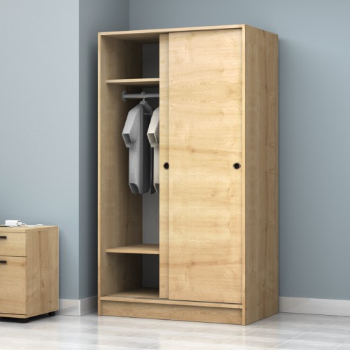 Ντουλάπα ρούχων Regio δίφυλλη συρόμενη χρώμα φυσικό οξιάς 100x60x181εκ.