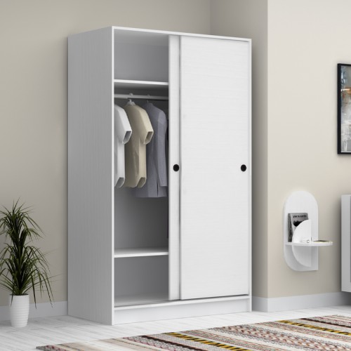 Ντουλάπα ρούχων Regio δίφυλλη συρόμενη χρώμα λευκό 120x60x200εκ.