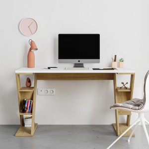 Γραφείο εργασίας Papillon χρώμα sapphire oak - λευκό 137x60x75εκ