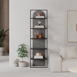 Βιβλιοθήκη Archy χρώμα γκρι ρετρό 53x31,7x180εκ.