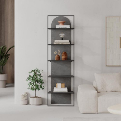 Βιβλιοθήκη Archy χρώμα γκρι ρετρό 53x31,7x180εκ.