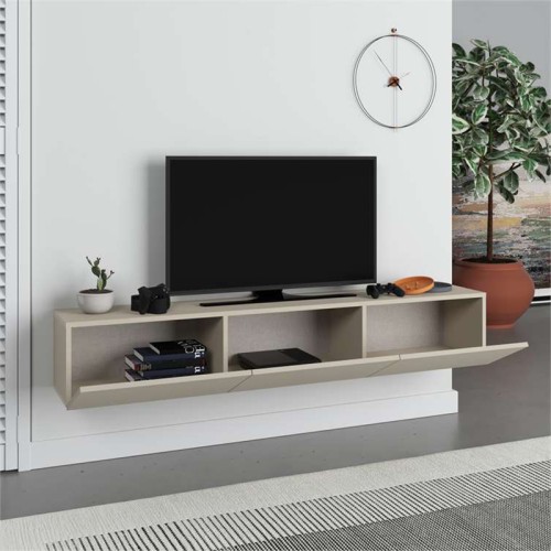 Έπιπλο τηλεόρασης επιτοίχιο Francy χρώμα sandstone 180x30x30εκ.
