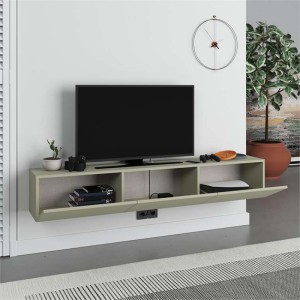 Έπιπλο τηλεόρασης επιτοίχιο Francy χρώμα ash green 180x30x30εκ.
