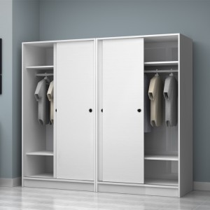 Ντουλάπα ρούχων Regio τετράφυλλη συρόμενη χρώμα λευκό 200x60x181εκ.