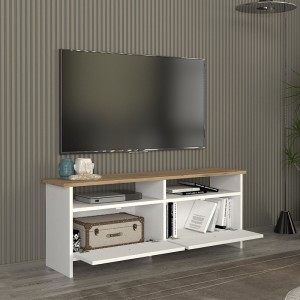 Έπιπλο τηλεόρασης Gradias χρώμα λευκό - sapphire oak 120x29,6x46,8εκ.