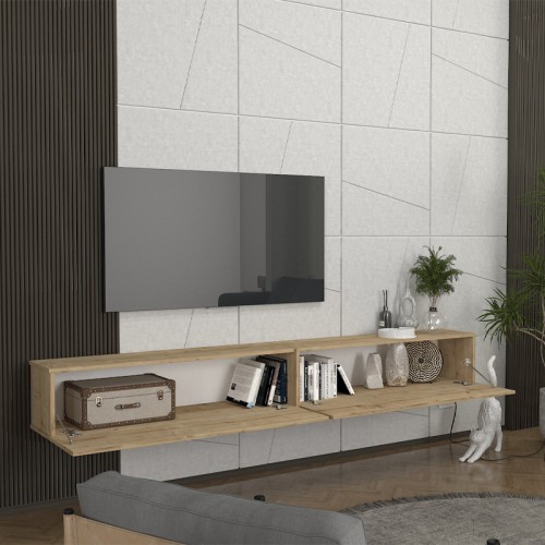 Έπιπλο τηλεόρασης επιτοίχιο Espanse χρώμα sapphire oak 241,8x31,7x30εκ.