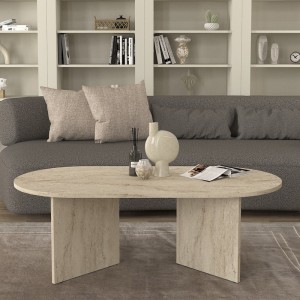 Τραπεζάκι σαλονιού Cortado χρώμα travertine 120x60x39,6εκ.
