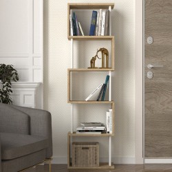 Βιβλιοθήκη Alvina χρώμα sapphire oak - λευκό 45x19,6x158,8εκ.