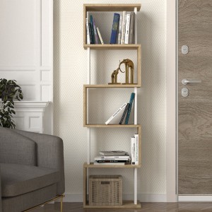 Βιβλιοθήκη Alvina χρώμα sapphire oak - λευκό 45x19,6x158,8εκ.
