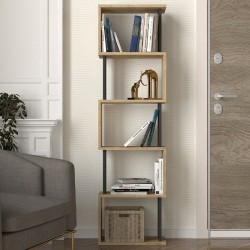 Βιβλιοθήκη Alvina χρώμα sapphire oak - ανθρακί 45x19,6x158,8εκ.