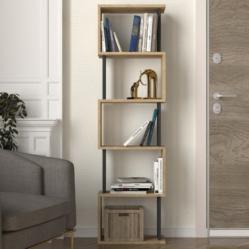 Βιβλιοθήκη Alvina χρώμα sapphire oak - ανθρακί 45x19,6x158,8εκ.