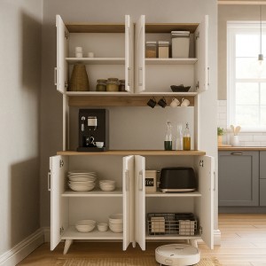 Έπιπλο κουζίνας Kalira 4 χρώμα λευκό - rota oak 120x40x196εκ.
