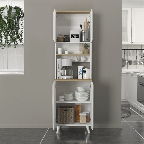 Έπιπλο κουζίνας Potter 2 χρώμα λευκό - rota oak 60x40x196,1εκ. Έπιπλο κουζίνας Potter 2 χρώμα λευκό - rota oak 60x40x196,1εκ.