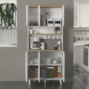 Έπιπλο κουζίνας Potter 3 χρώμα λευκό - rota oak 90x40x196,1εκ.