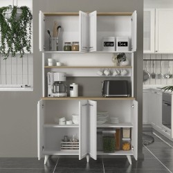 Έπιπλο κουζίνας Potter 4 χρώμα λευκό - rota oak 120x40x196,1εκ.