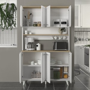 Έπιπλο κουζίνας Potter 4 χρώμα λευκό - rota oak 120x40x196,1εκ.